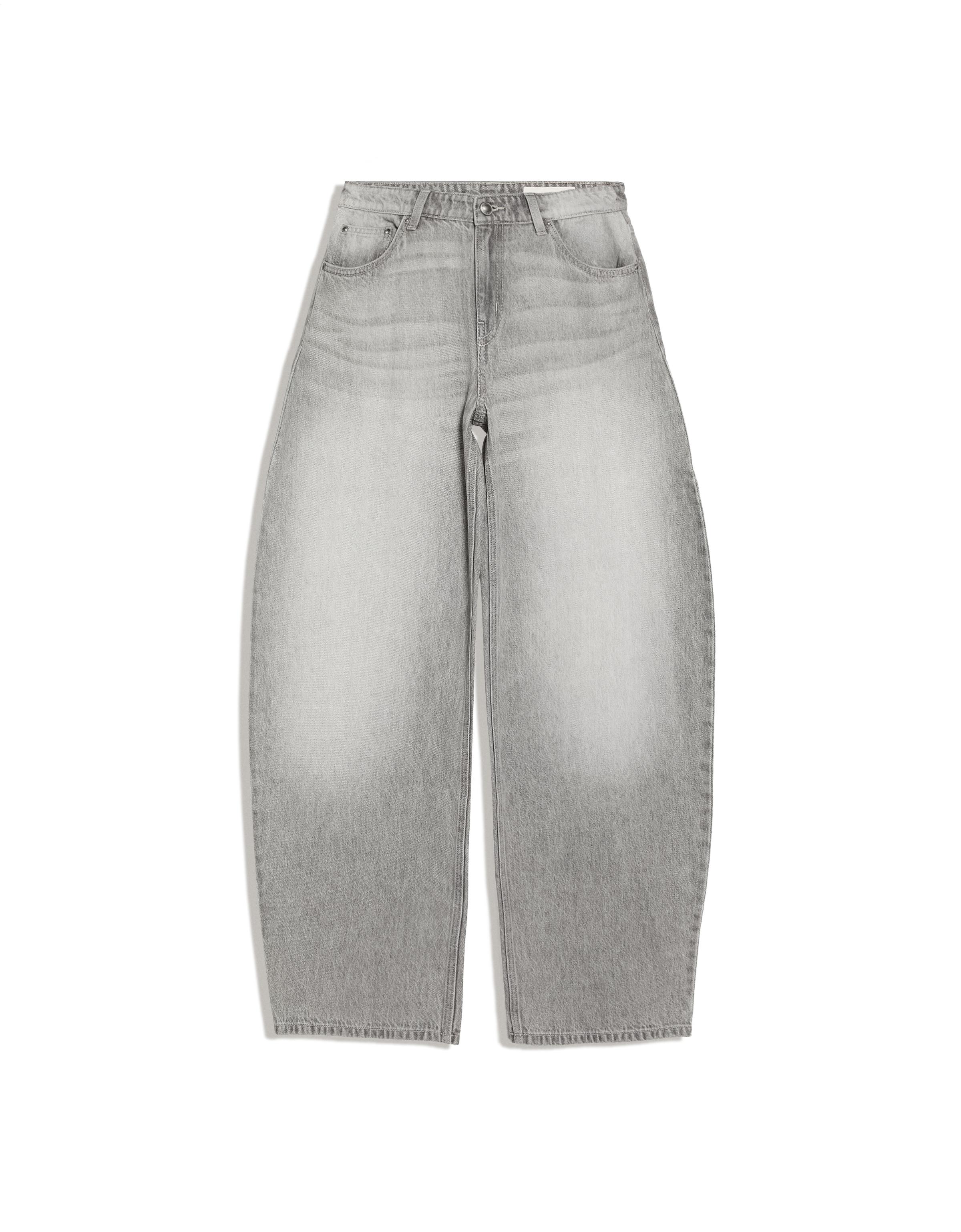 High-waist barrel jeans — Grey