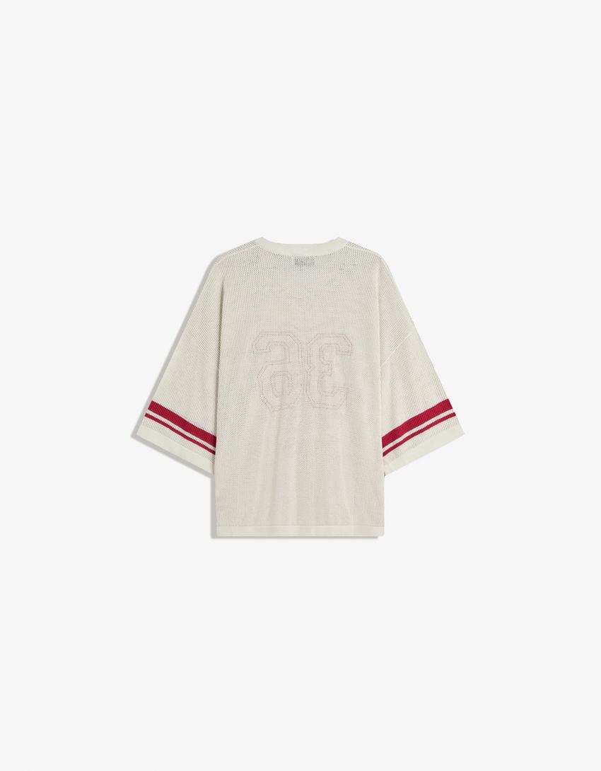 Camiseta manga corta sport mesh-Blanco roto-5