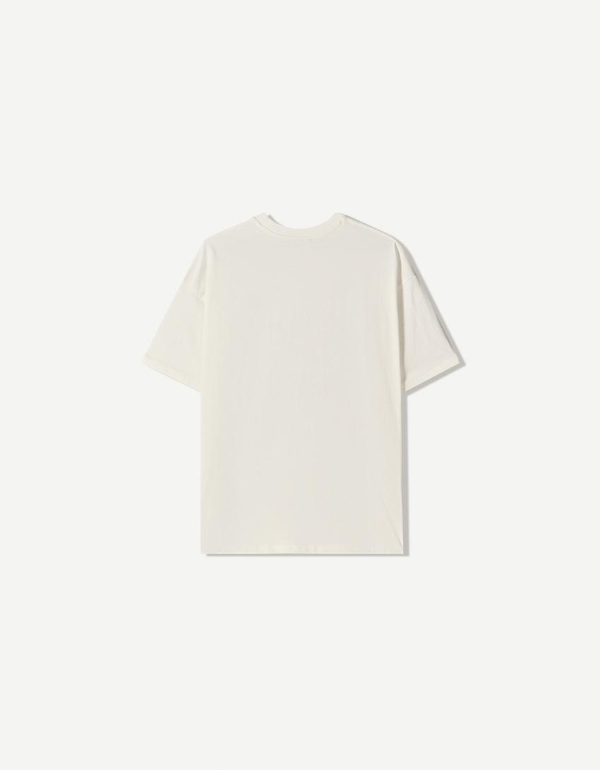 Short sleeve T-shirt with print-Cream