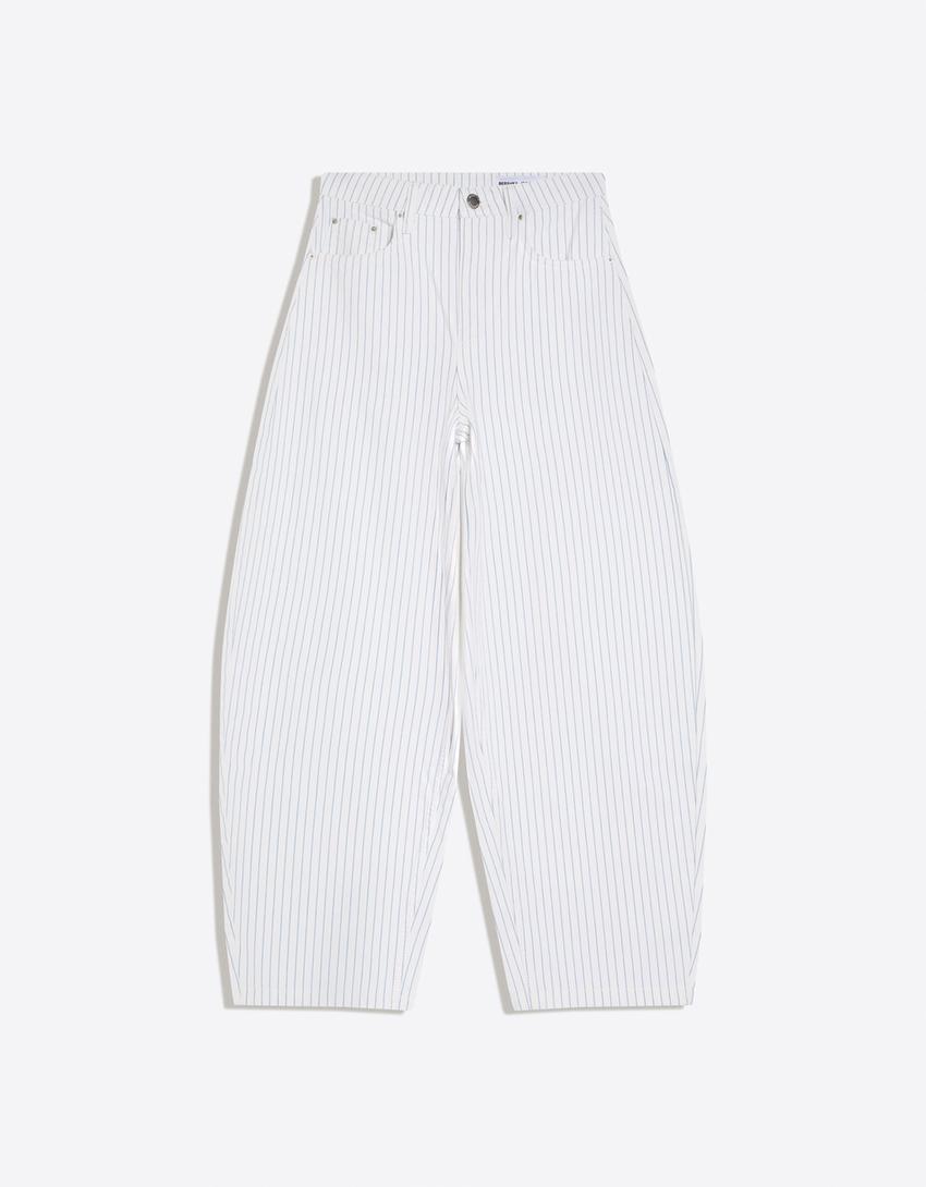 Stripe balloon trousers-Off white