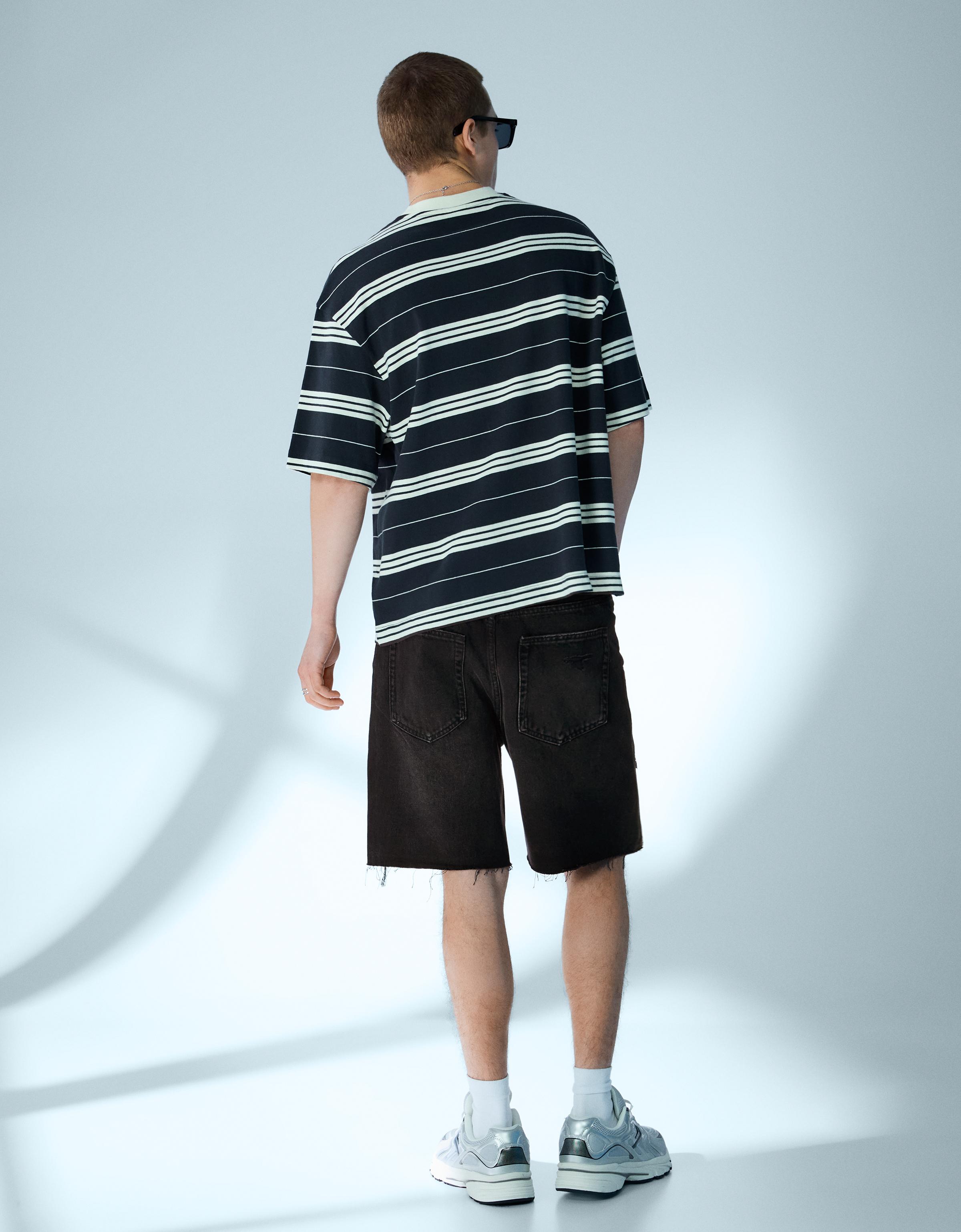 Ripped denim Bermuda shorts — Black