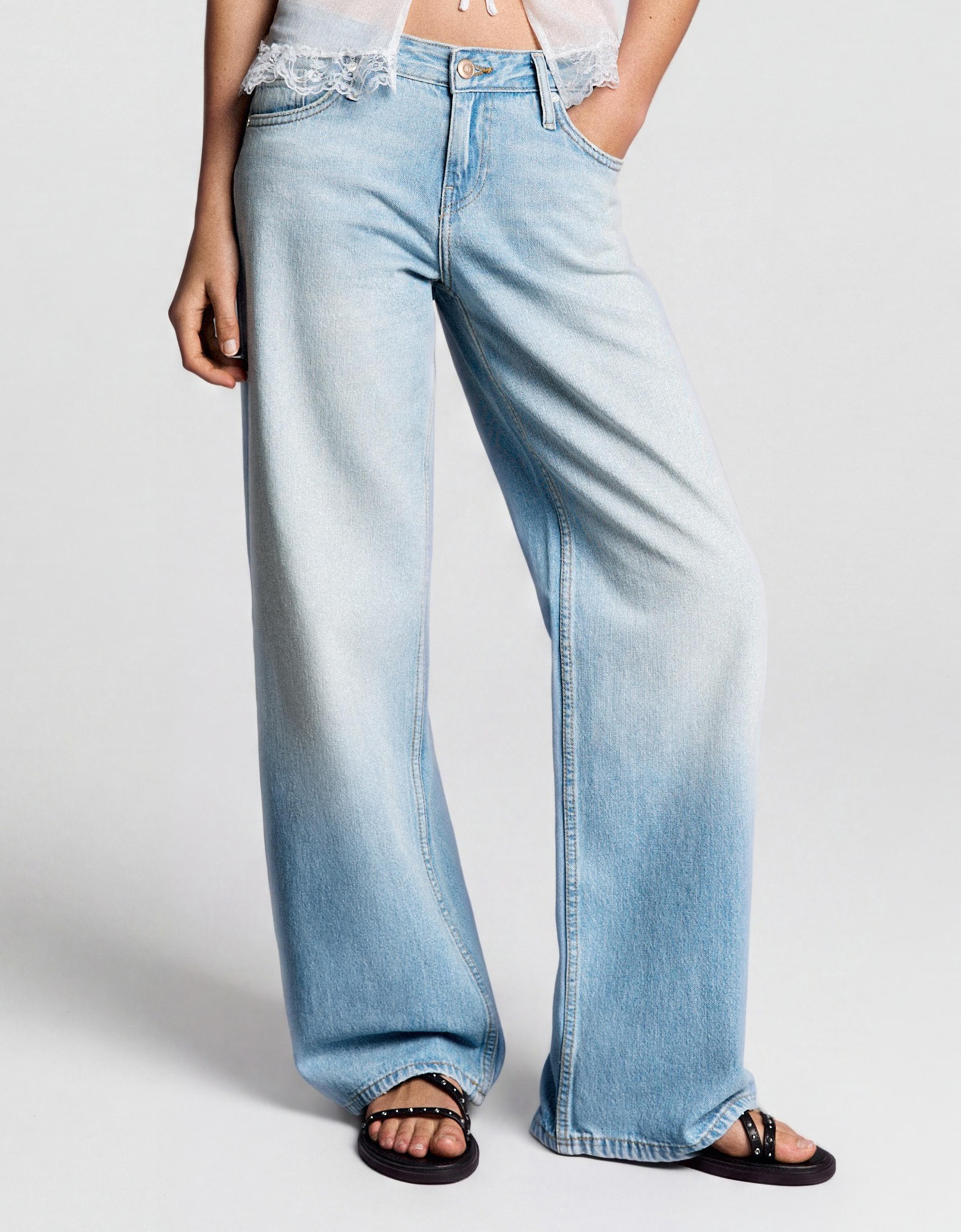 Low-rise straight jeans — Light blue