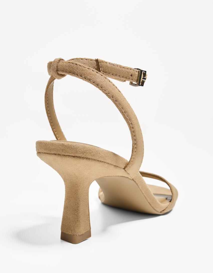 Sandale talon bride cheville-Marron clair-1