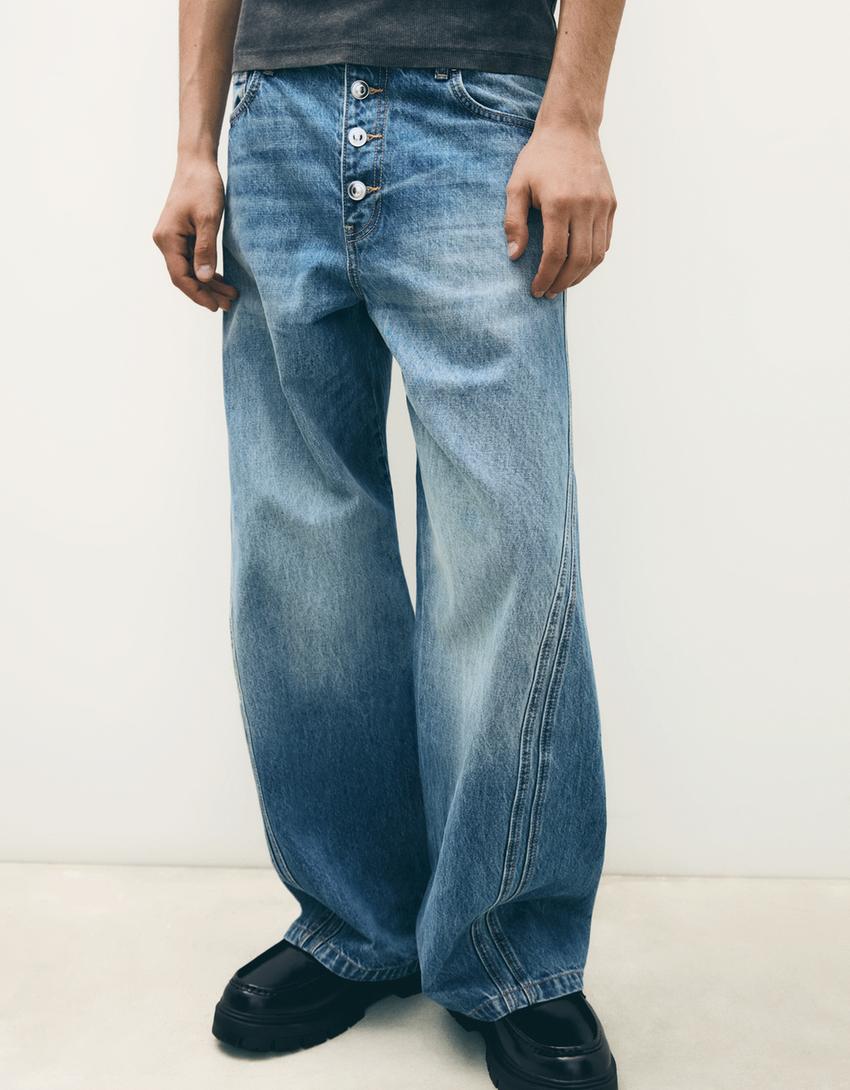 Jeans bootcut-Azzurro Lavato