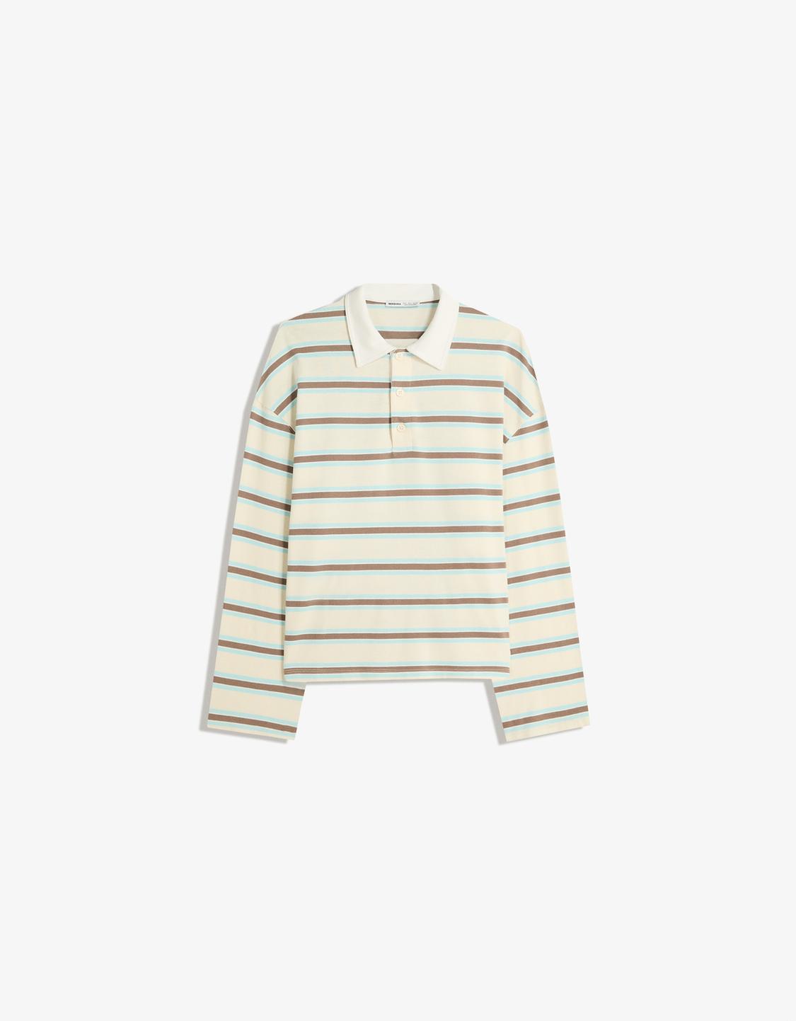 Long sleeve polo collar T-shirt