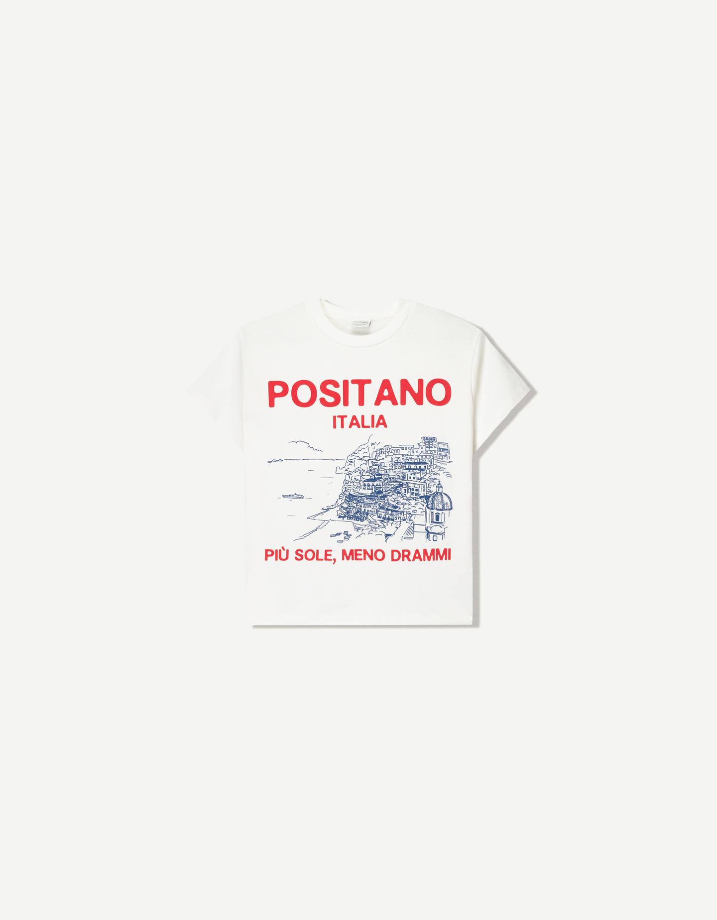 Bershka Camiseta Manga Corta Print Mujer S Blanco