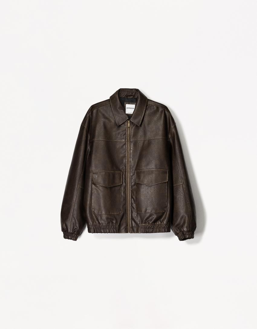 Bershka Leather Jacket Bershka Chiodo Pelle Bershka Uomo Giubbotto Pelle Bershka Chiodo Di Pelle Bershka