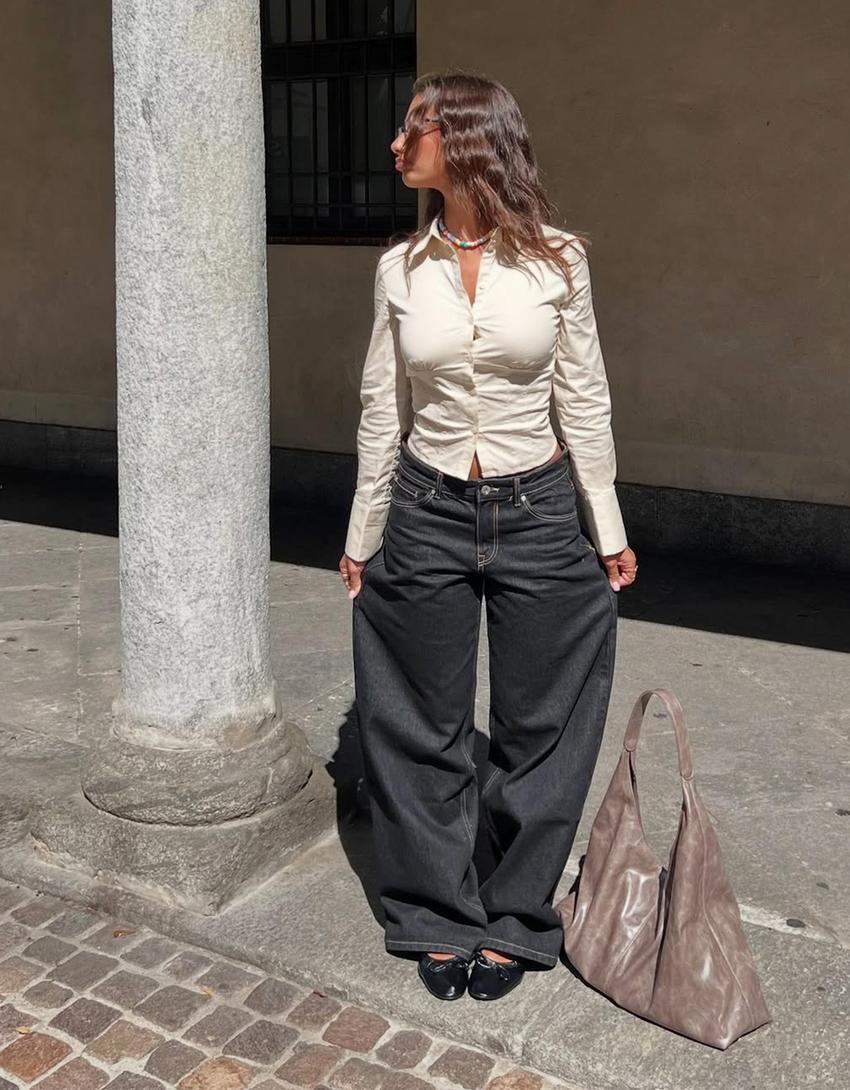 Jeans boyfriend-Gris foncé
