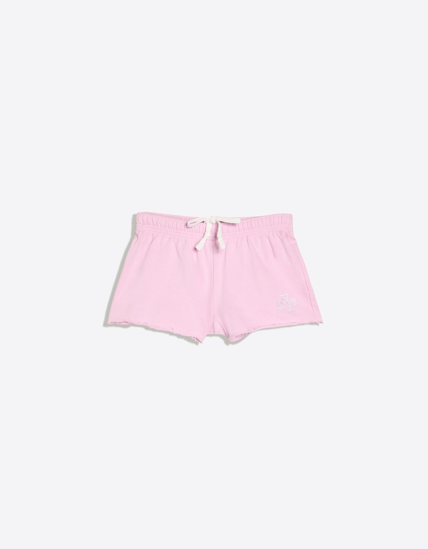 Bershka haftowane shorty z dzianiny dresowej różowy