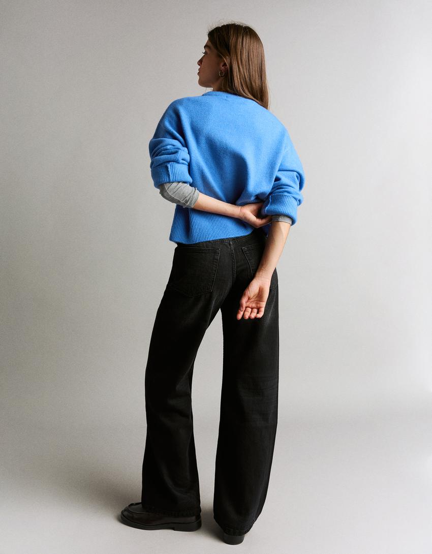 Jeans baggy taille moyenne-Noir