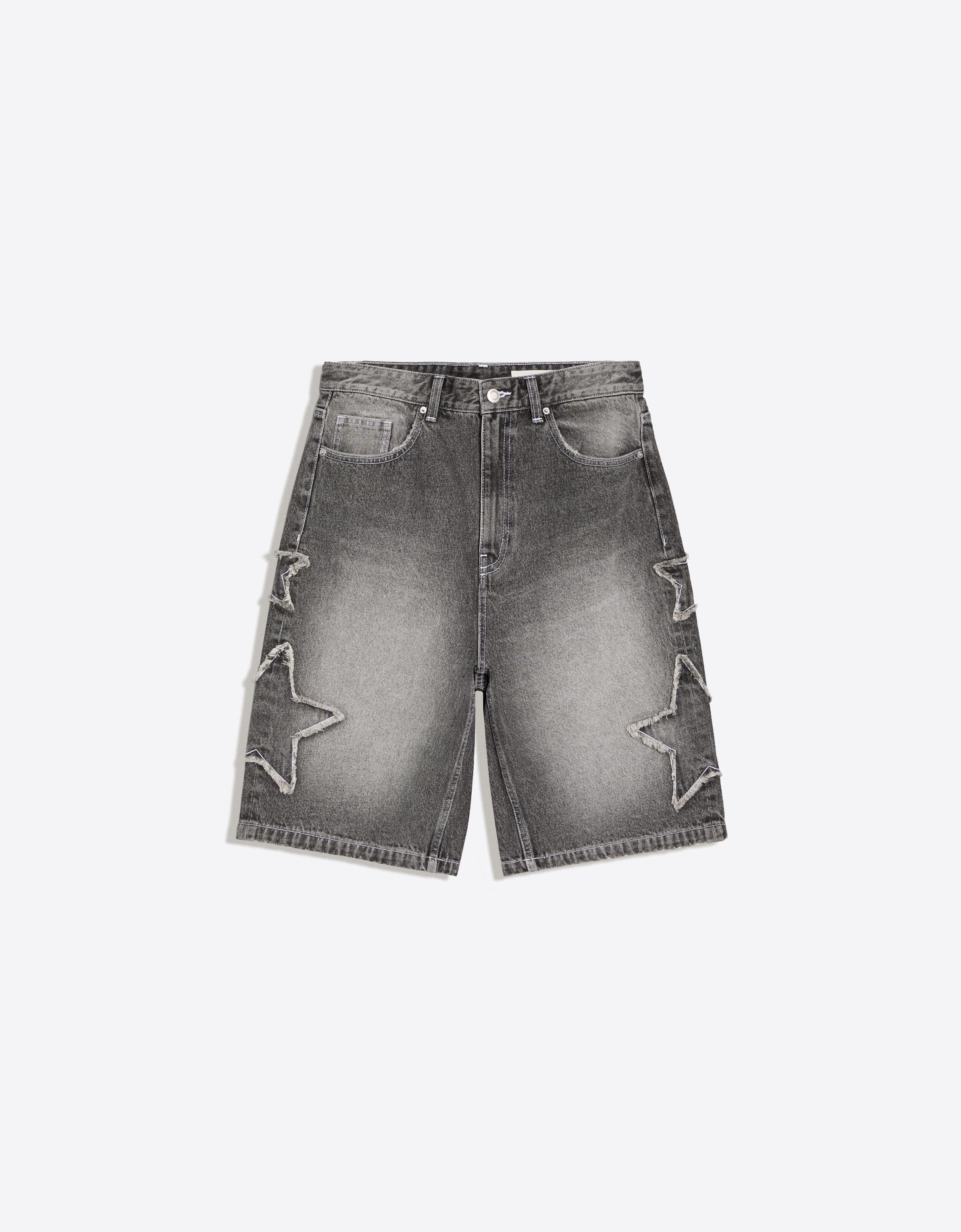 Star print baggy Bermuda shorts — Grey (alternate view)