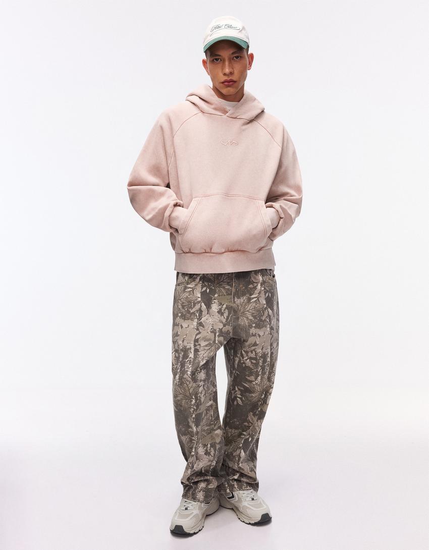 Felpa boxy fit cappuccio-Rosa confetto