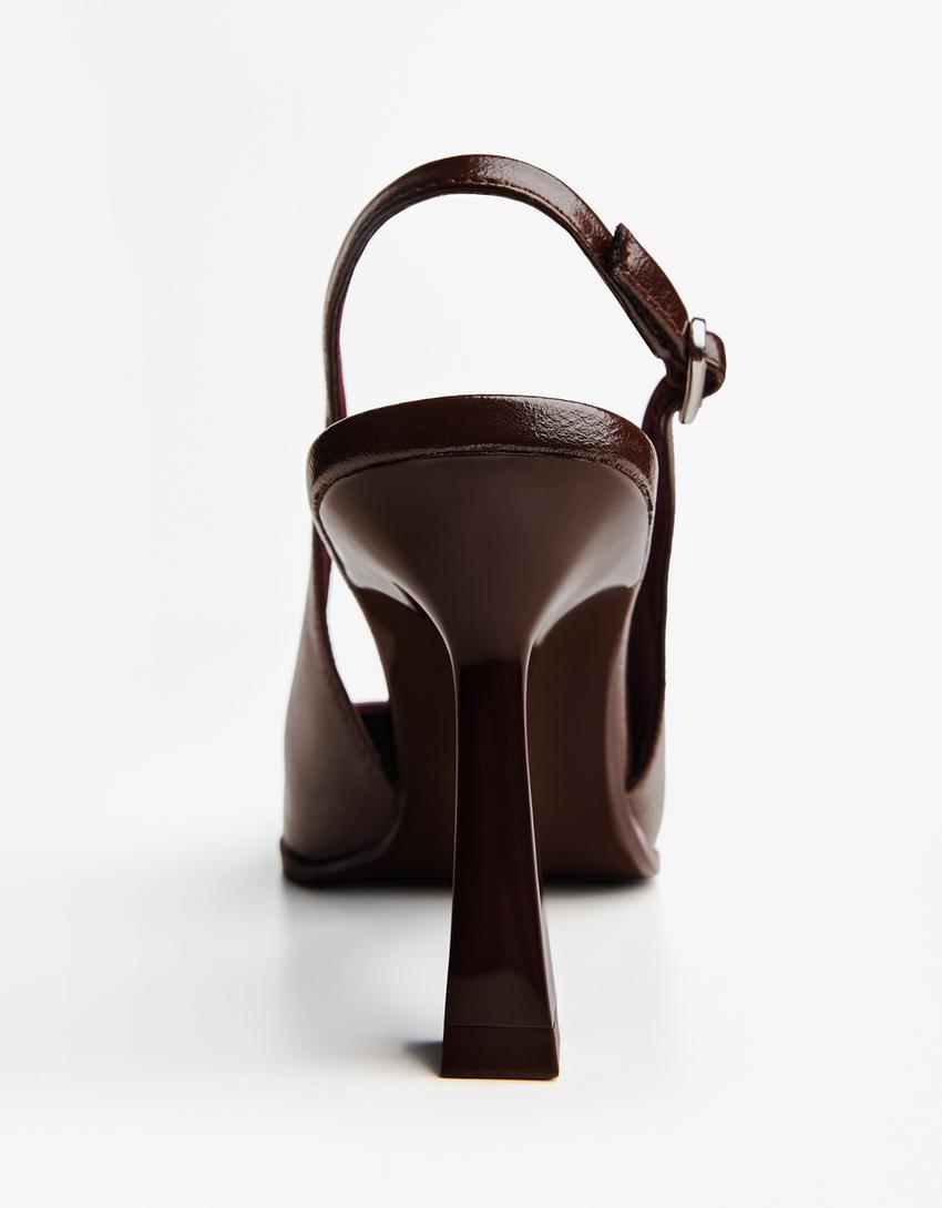 Højhælede slingback-sko-Brun