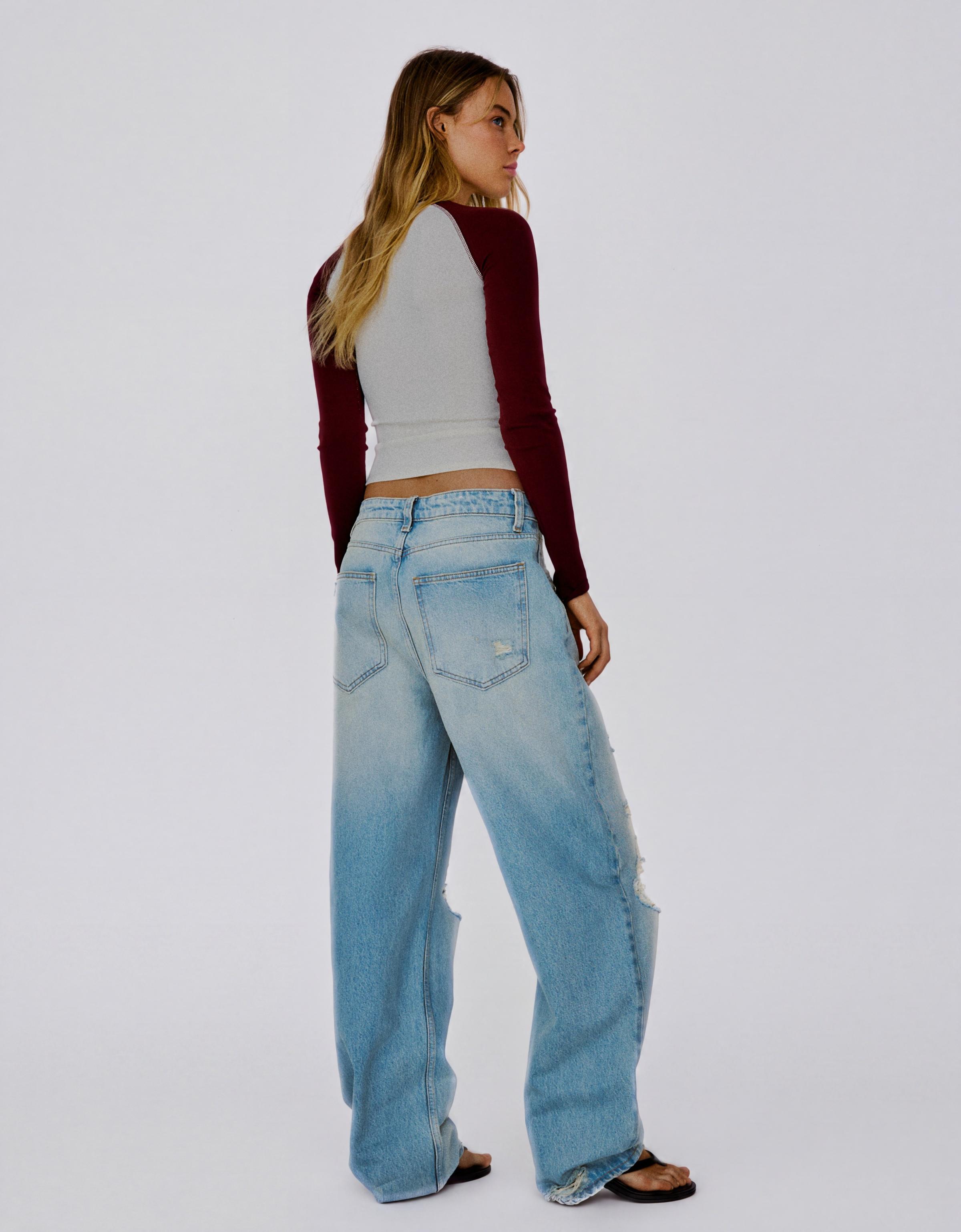Ripped loose fit jeans — Light blue