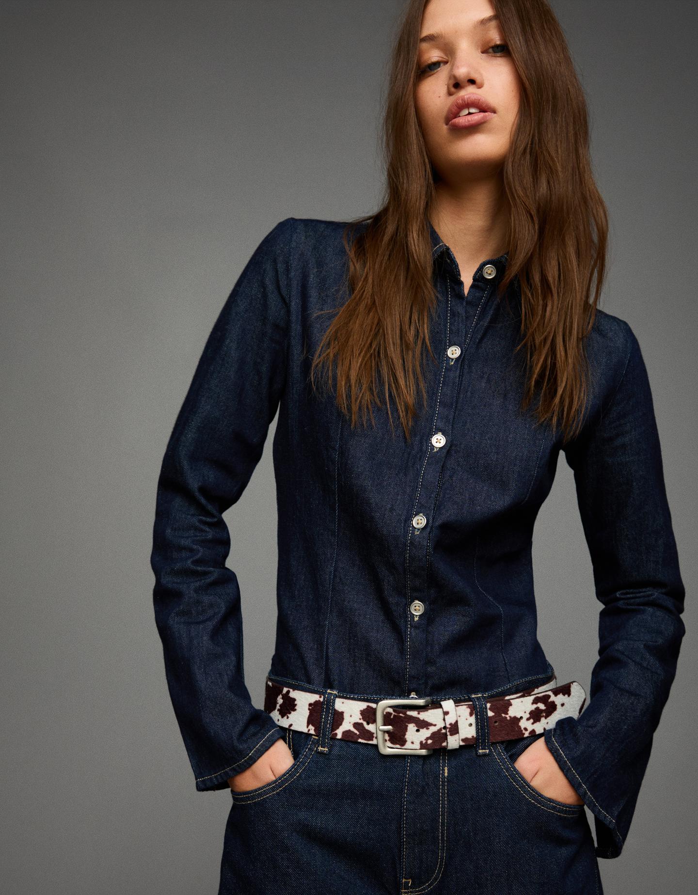 Bershka pasek ze sztucznej skóry brązowy