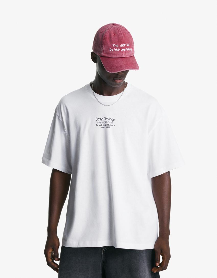Short sleeve T-shirt with print-White-0