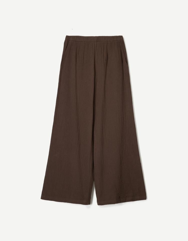 Çift taraflı rustik wide leg pantolon