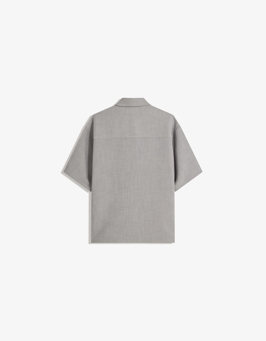 Tailoring overhemd met korte mouw-Grijs