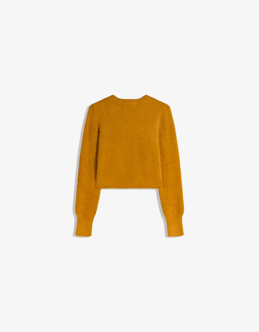 Rilakkuma-Pullover mit Kunstfell-Orange