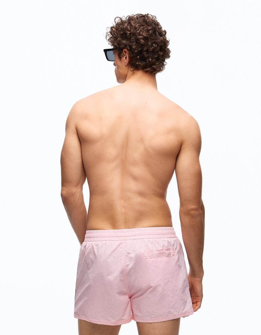 Retro short swimming trunks-Pink
