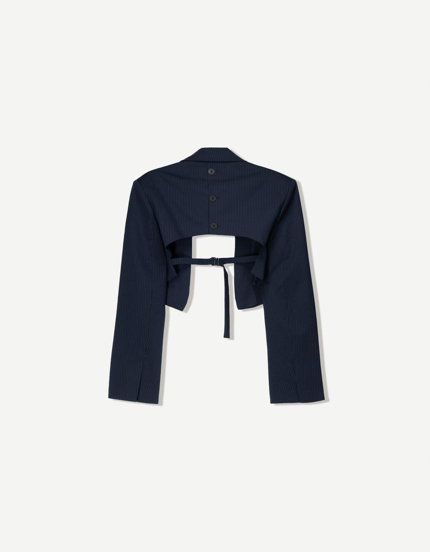 Super cropped blazer-Navy