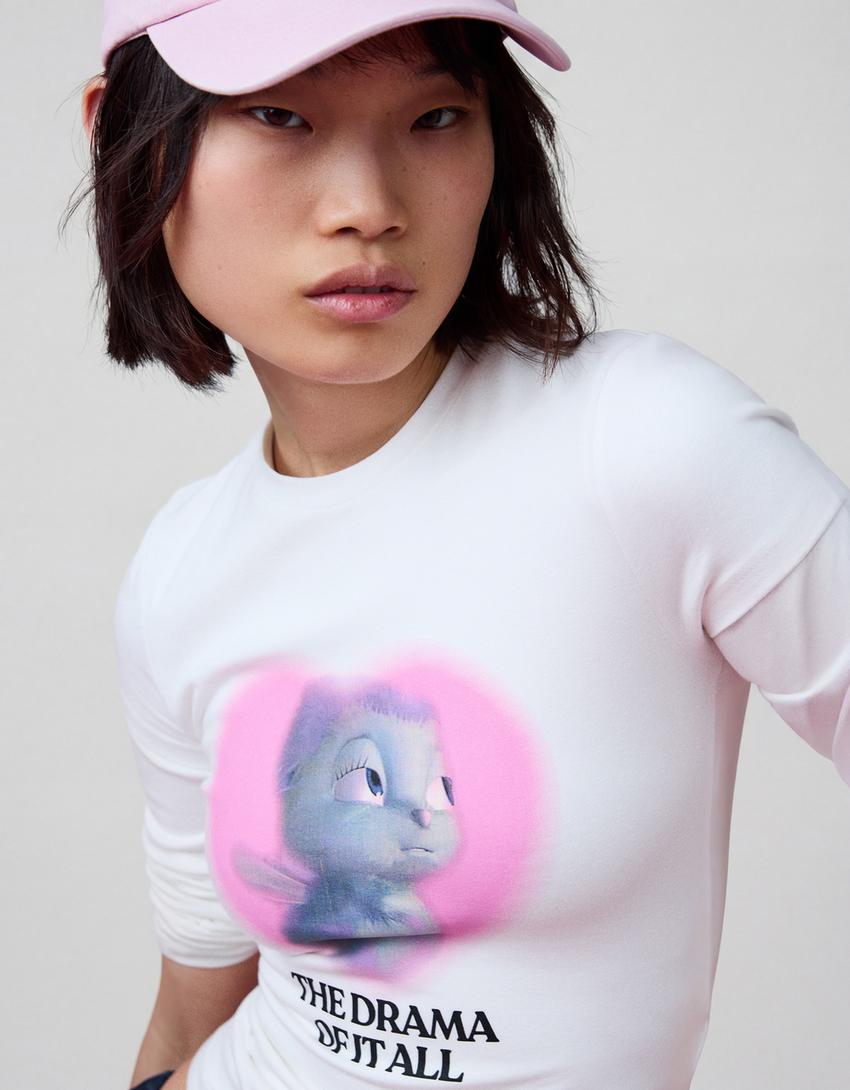 Bibble print short sleeve T-shirt-White