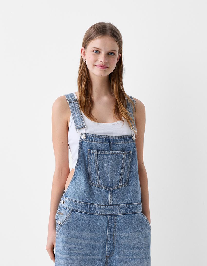 Denim workwear dungarees-Light blue-1