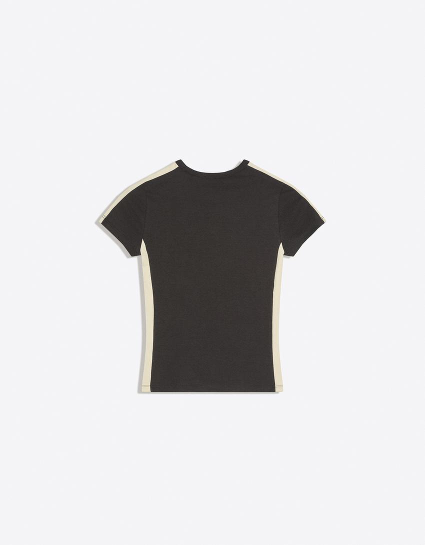 Dukserica kratkih rukava print-Tamnosiva