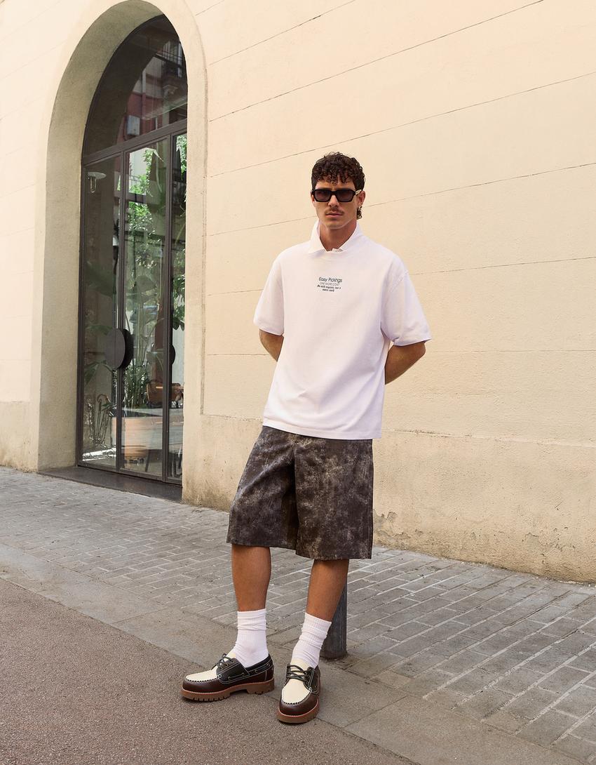Printed Bermuda shorts-Black-0