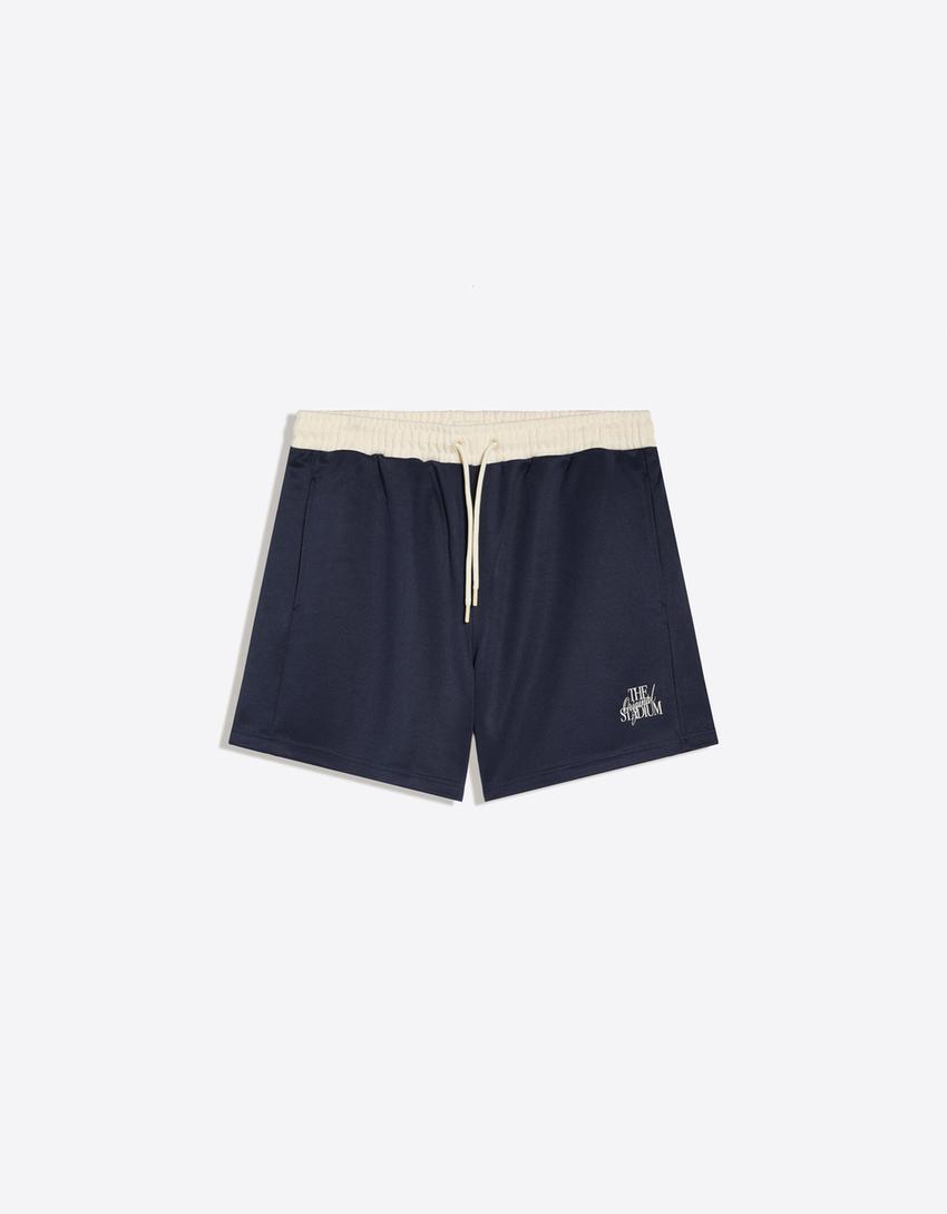 Bermuda shorts with patch-Navy