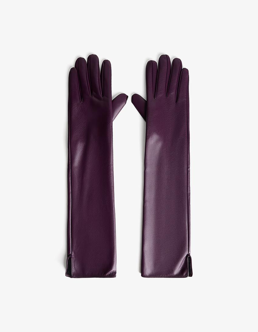 Luvas compridas em polipele-Roxo