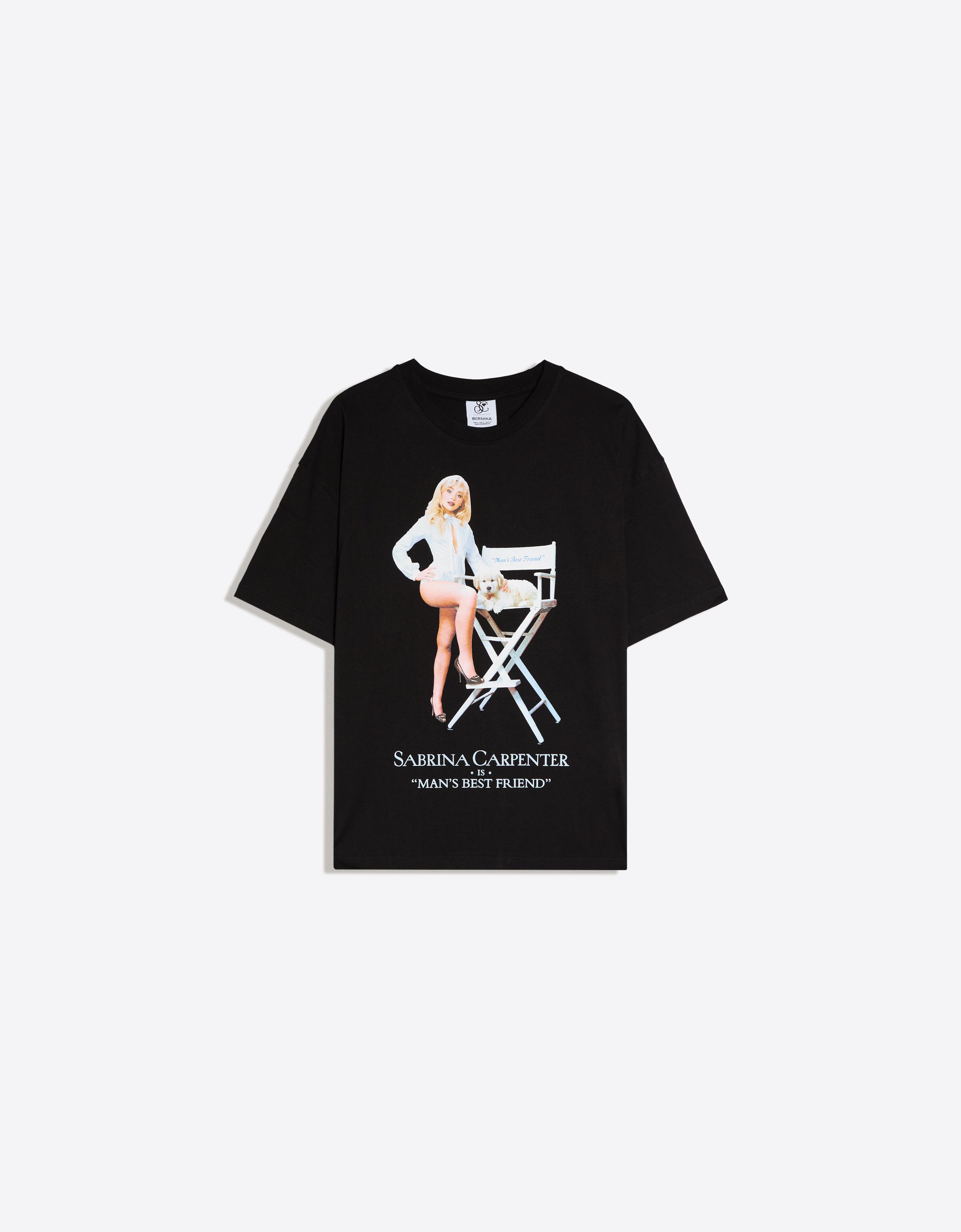Bershka Oversize Sabrina Carpenter baskılı t-shirt