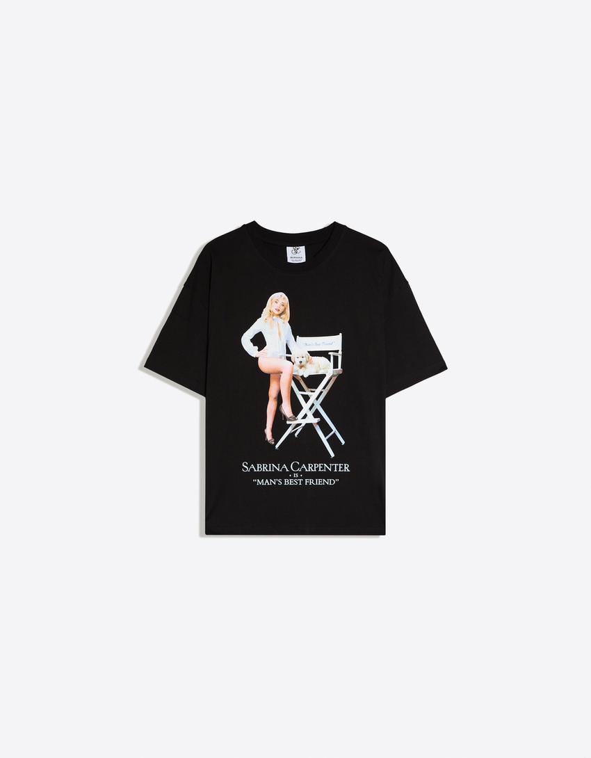 T-shirt oversize imprimé SABRINA CARPENTER-Noir