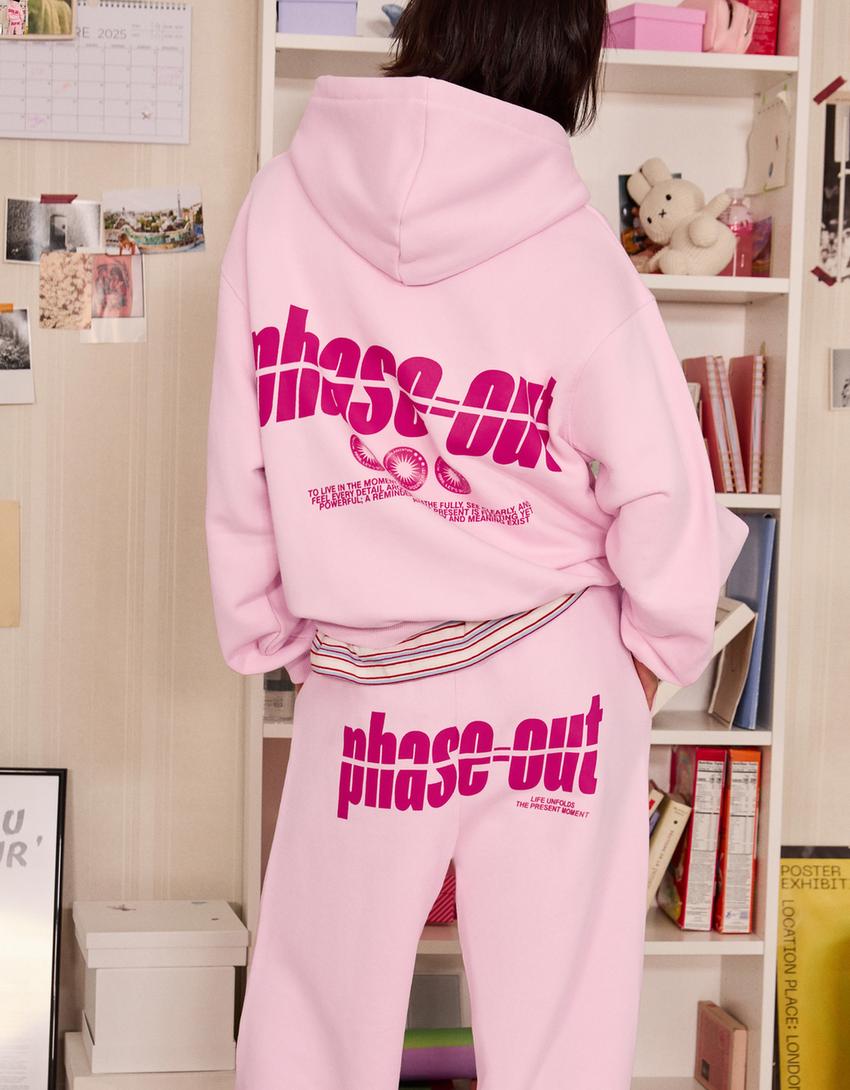 Printed hoodie-Pink