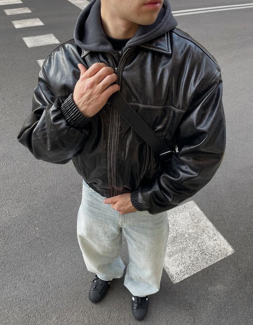 Leather-effect jacket-Black