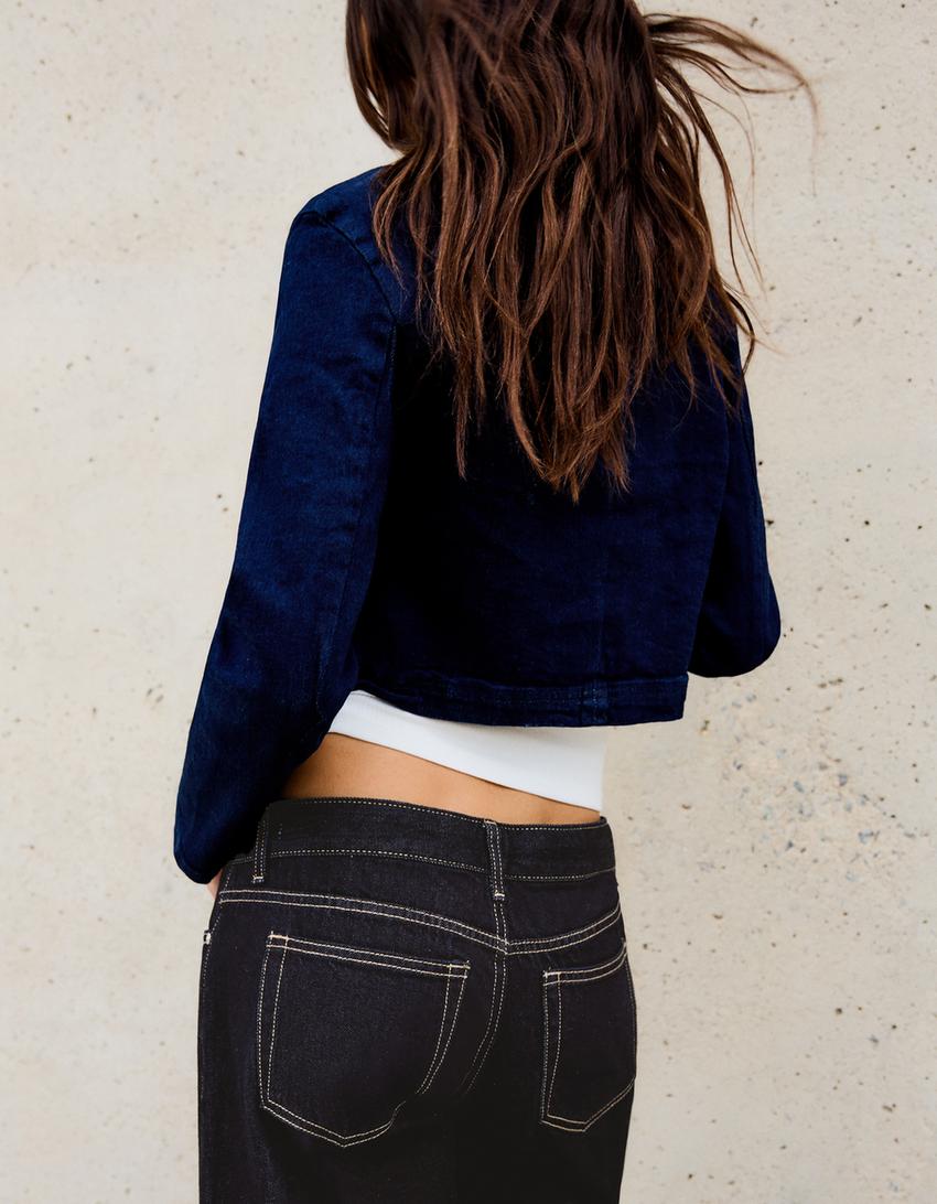 Jeans wide leg tiro bajo-Marino