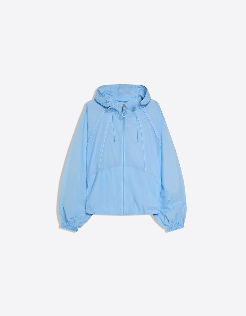 Nylon hooded jacket-Blue