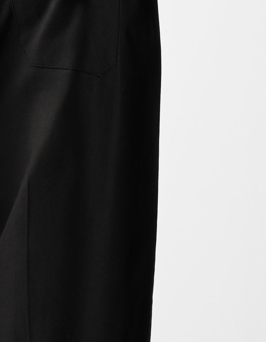 Calças tailored fit balloon com tencel-Preto-5