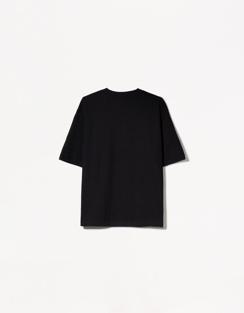 Oversize short sleeve heavy cotton T-shirt-Black