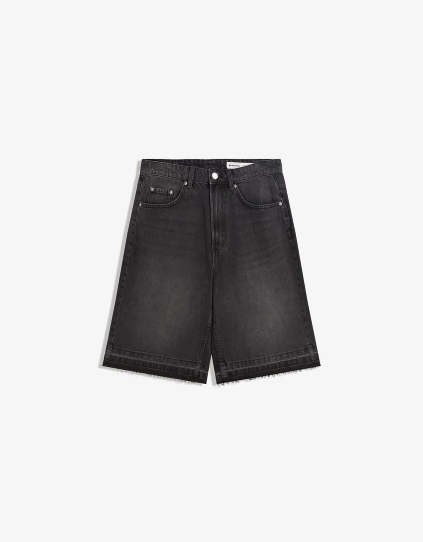 Baggy Bermuda shorts-Black