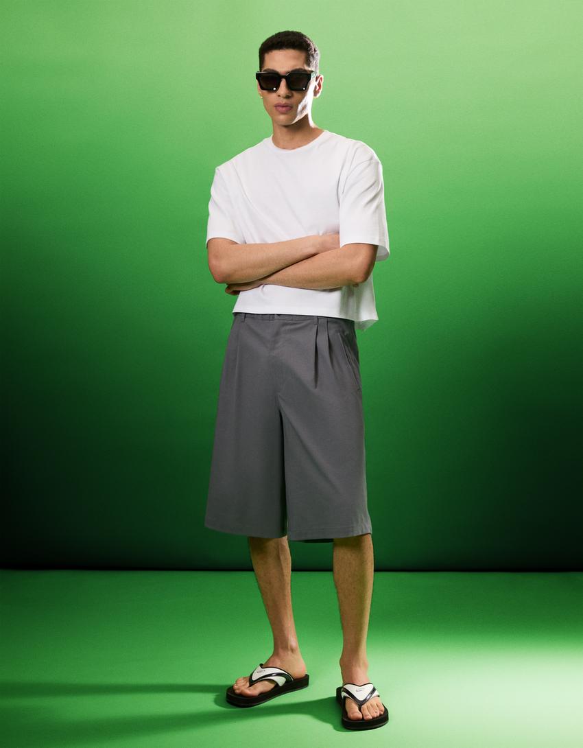 Sandália tiras efeito de caucho-Preto-1