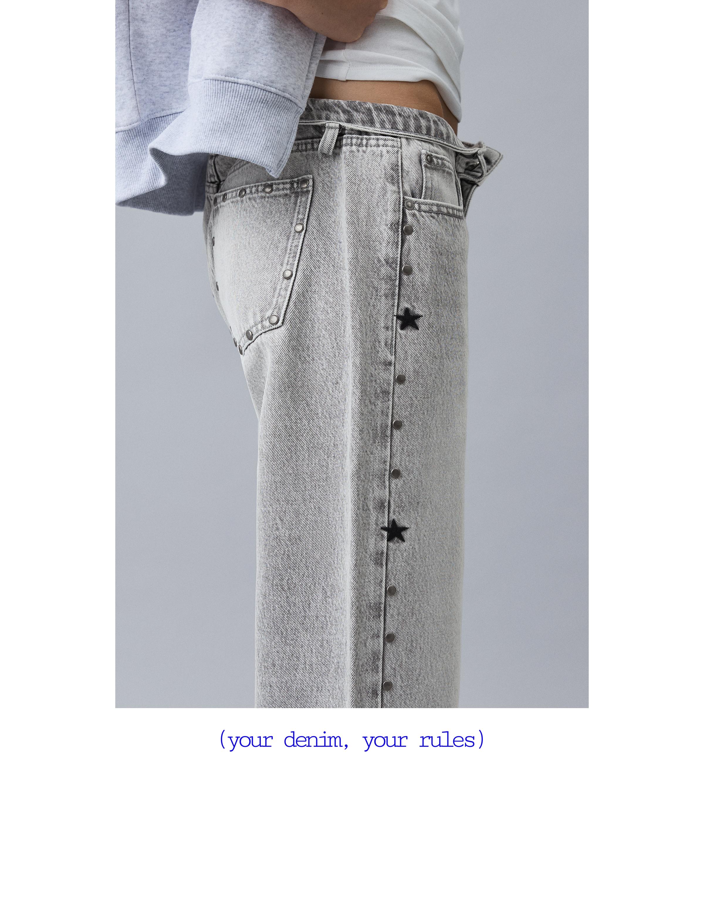 Yıldız zımba detaylı baggy fit jean - Görsel 40