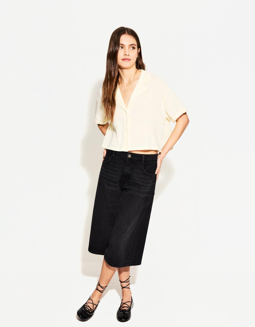 Textured rustic short sleeve shirt - BSK Teen | Bershka