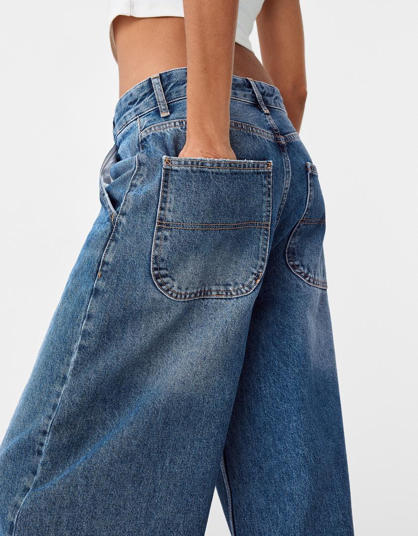 Jean skater fit effet délavé-Bleu lavé-5