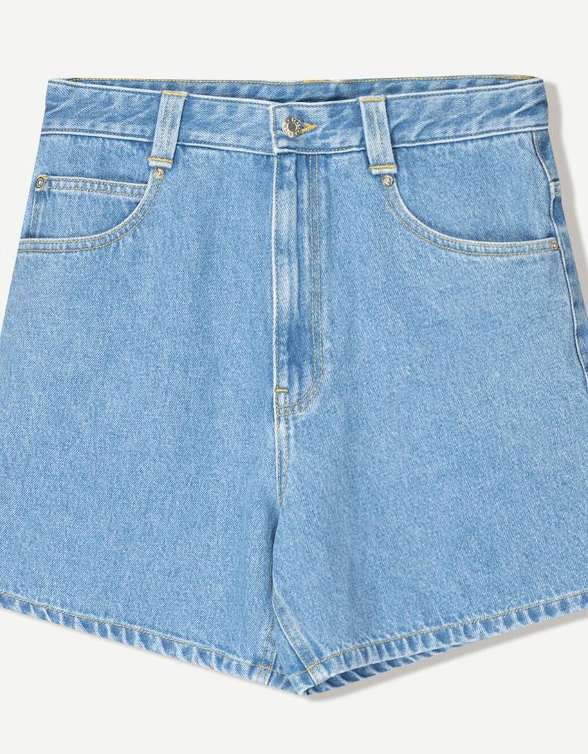 Jeans-Bermudashorts-Ausgewaschenes Blau-2