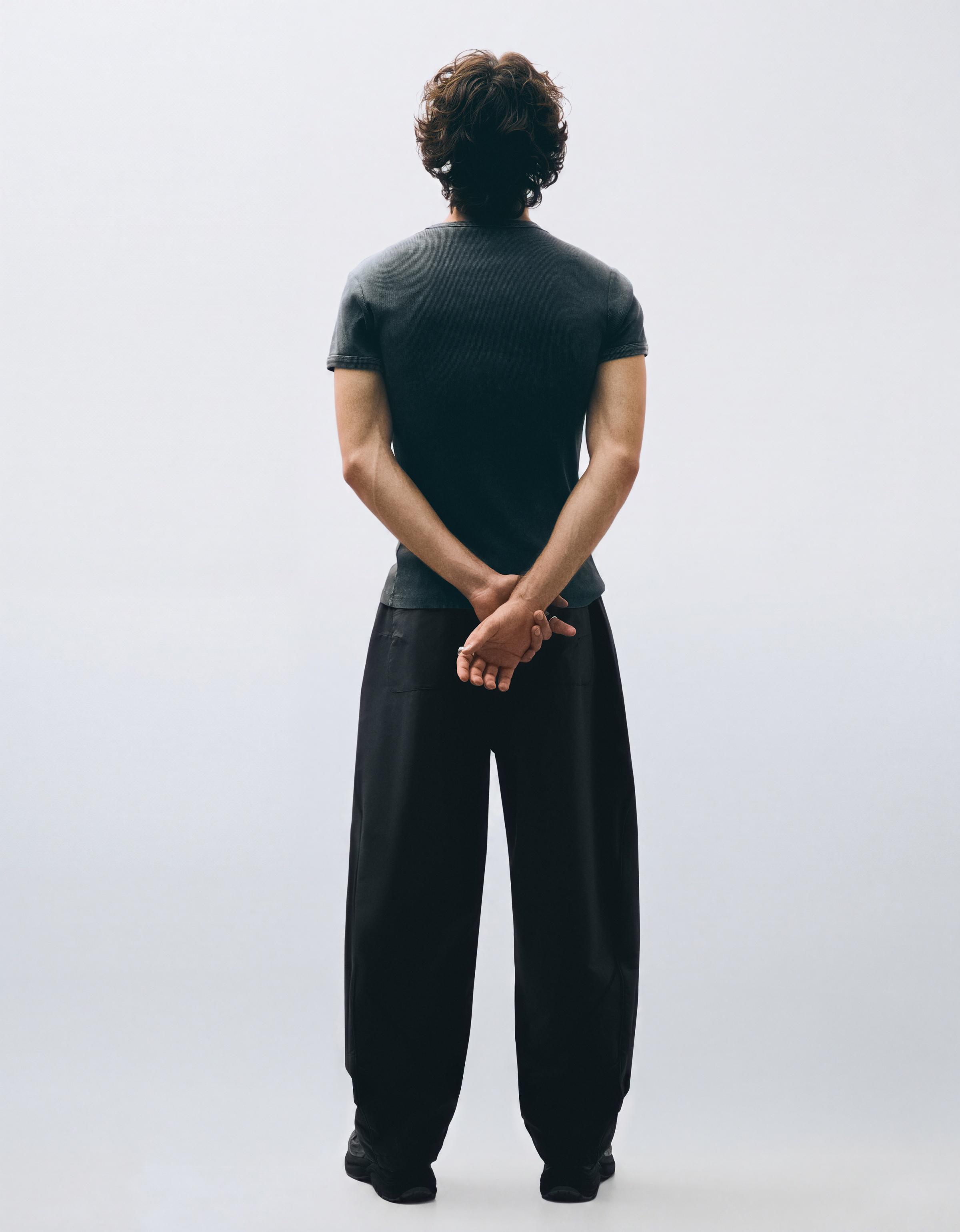 Technical barrel trousers — Dark blue