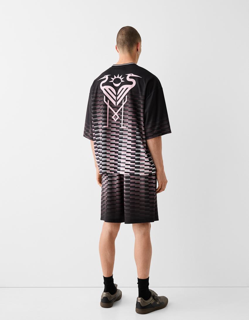 Calções bermuda Inter Miami CF com estampado em mesh-Preto-2