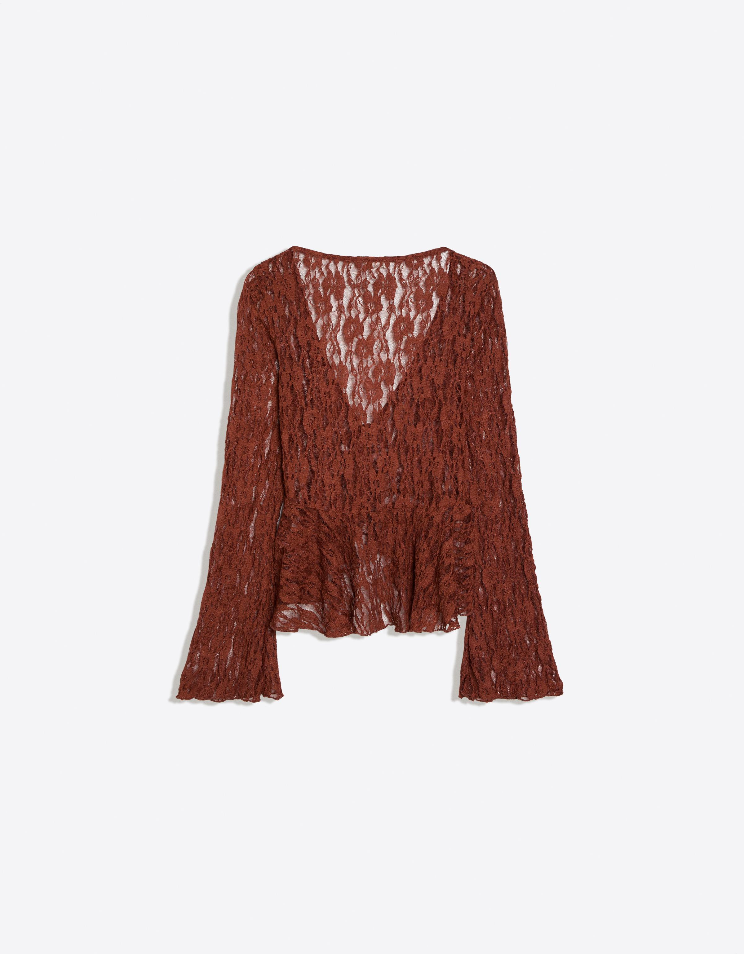 Lace ruffle jacket — Light Brown