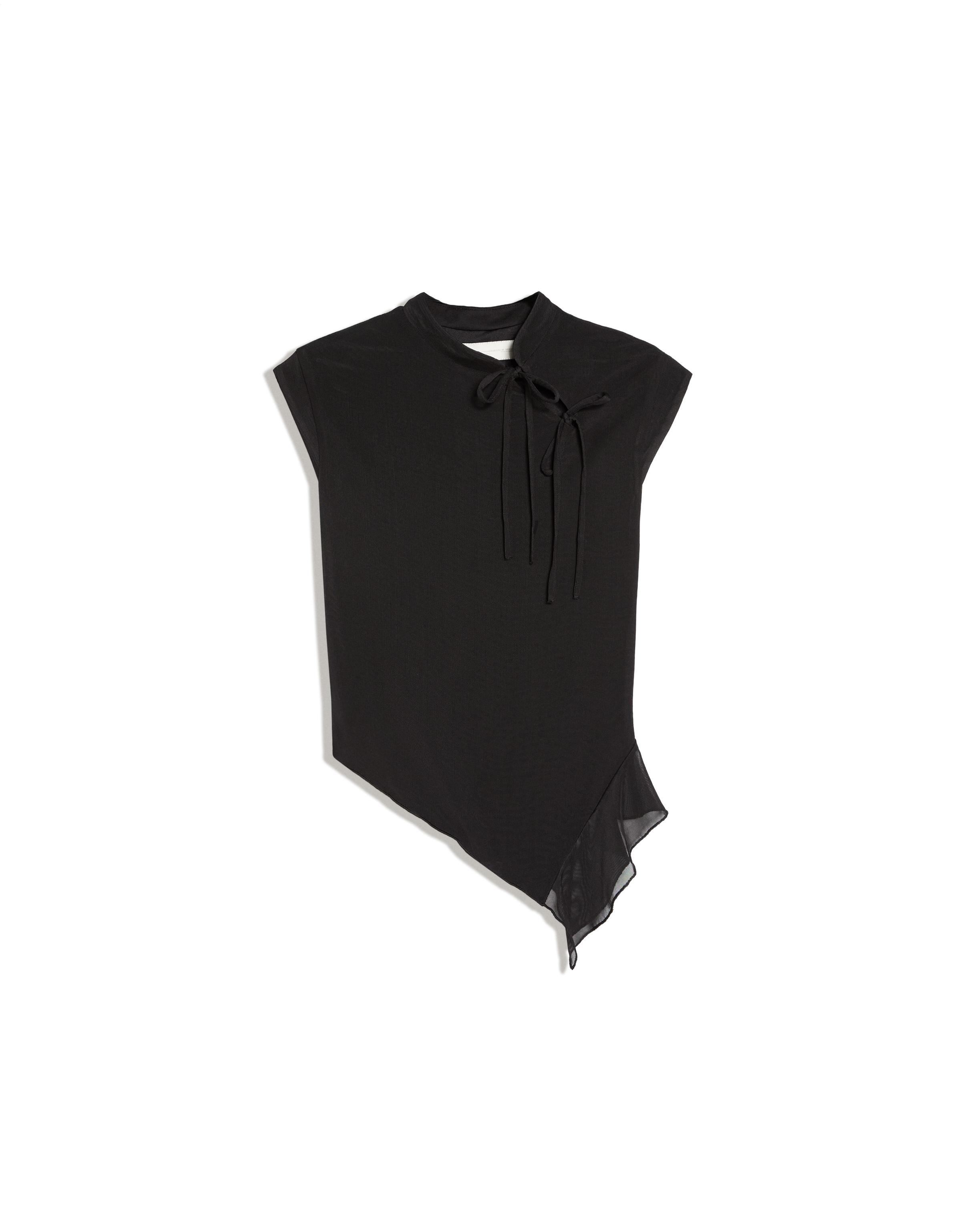 Short sleeve tulle polka dot T-shirt — Black