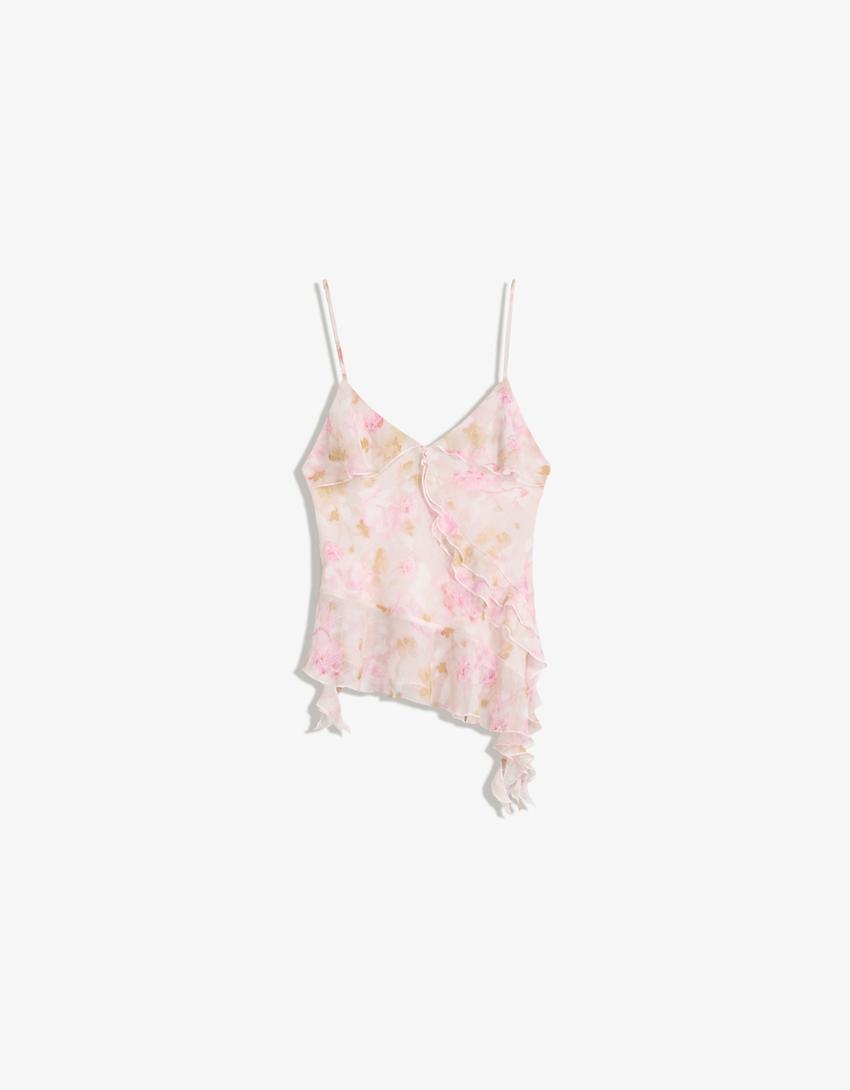 Top bretele volane-Multicolor